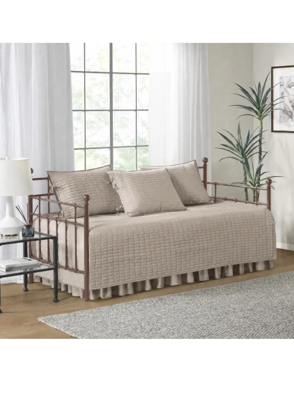 Taupe Quilted Daybed Coverlet Set - Soft Neutral Bedding